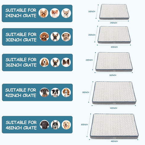 EMPSIGN Reversible Cool and Warm Dog Bed for Crate, Washable and Removable Cover, Grey