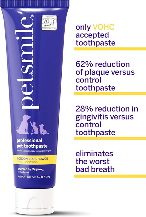 4.2 Oz) Petsmile Professional Pet Toothpaste for Cats & Dogs - VOHC Accepted Toothpaste - Clinically Proven to Control
