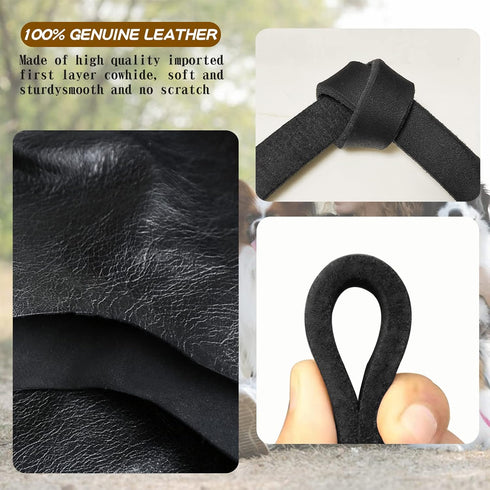 Leather Dog Leash 6ft x 3/4 inch,Strong Heavy Duty Genuine Leather Braided Dog Training Leash, Soft and Comfortable Leather Leash for Large Dogs, Medium Small Dogs (black)