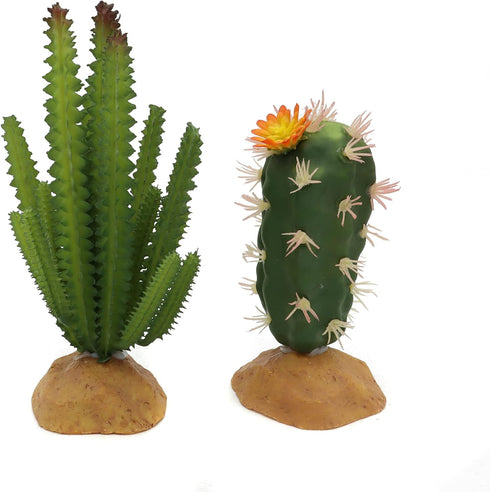 JIHAQUA (Set 2) Reptile Plants Succulent, Artificial Desert Rain Forests Plants for Lizard Bearded Dragon Chameleon