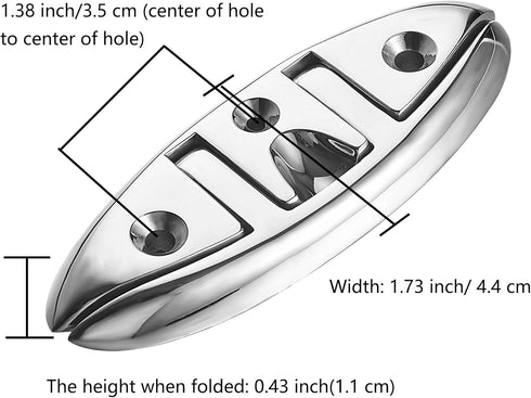 TINGZHIGO 5 Inch Boat Folding Cleats, 2 Packs Marine Flip-up Metal Dock Cleats, 316 Stainless Steel with Screws