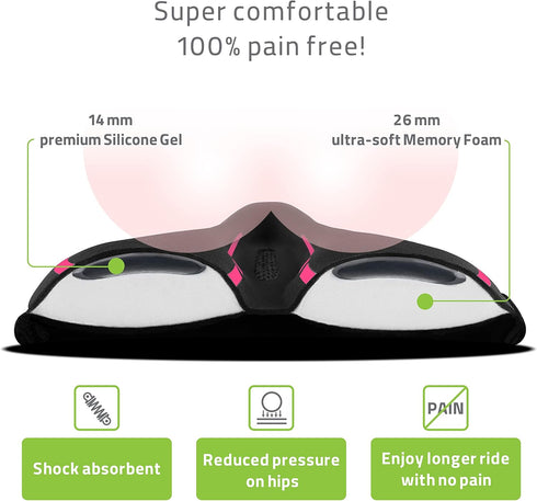 Narrow Gel Bike Seat Cushion, Extra Soft Comfy Bicycle Seat Cover with Extra Memory Foam & Gel for All Bikes