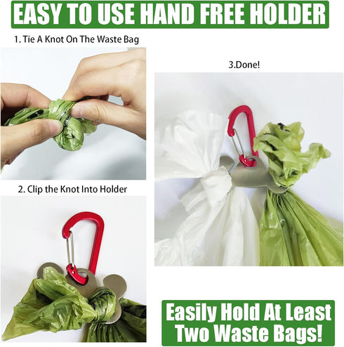 2PCS Dog Poop Bag Holder, Waste Bag Carrier, Hands-Free Dog Poop Bag Holder