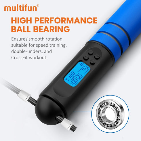 multifun Jump Rope with Calorie Counter, Adjustable Digital Skipping Rope for Fitness, Workout, Boxing, Gym