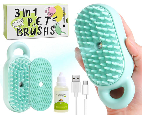 Cat Steam Brush, 3 in 1 Steamy Cat Brush for Shedding, Multifunctional Pet Steam Brush for Removal of Shedding and
