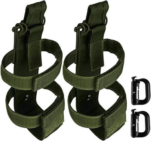 IronSeals 2 Pack Adjustable Tactical Water Bottle Holder, Molle Portable Belt Carrier for Outdoor Hiking