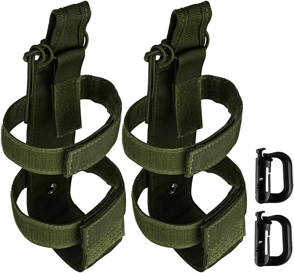 IronSeals 2 Pack Adjustable Tactical Water Bottle Holder, Molle Portable Belt Carrier for Outdoor Hiking