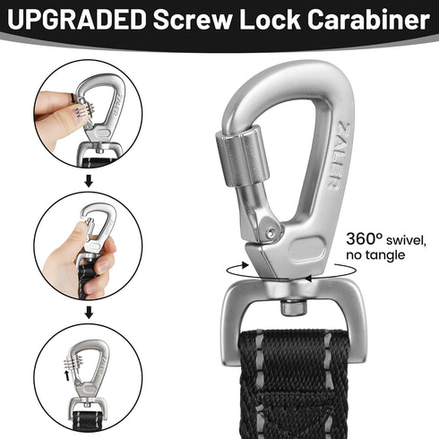 Short Dog Leash 2 ft, 24 Inches Traffic Leashes for Dogs, Nylon Reflective Dog Lead with Padded Handle, Heavy Duty Pet Leash with Carabiner Clip for Large and Medium Dogs (24" Black)