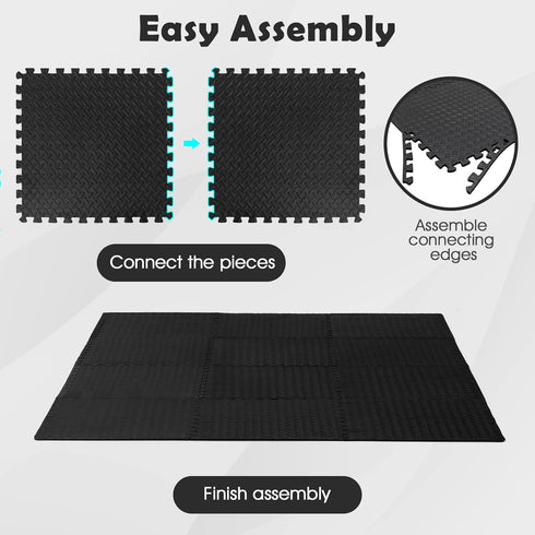 12 1/2" Tangkula Tiles Exercise Flooring Mats with Border, Non-Slip EVA Foam Protective Mats, Elastic Puzzle Play Mats