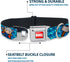 Dog Collar Seatbelt Buckle - Kawaii Thor Poses Hammer Monogram Blues, 15 to 26 Inches, 1.0 Inch Wide