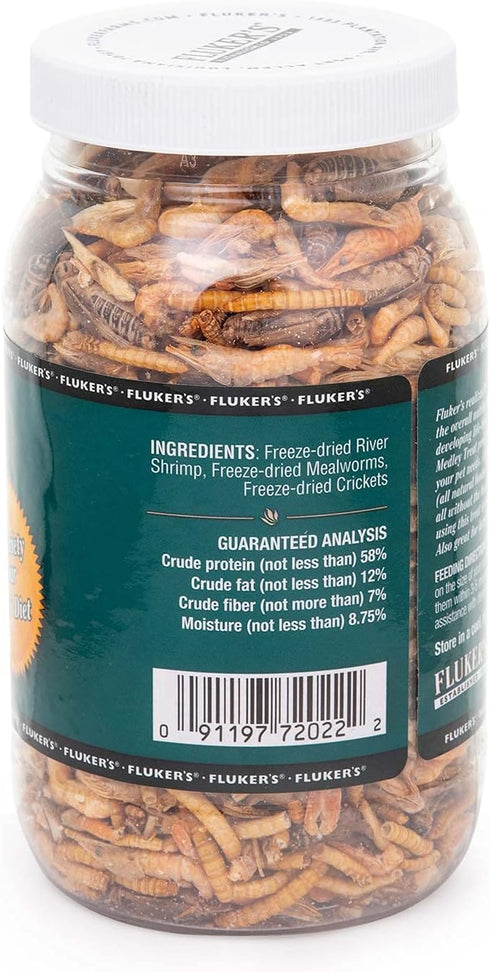 Fluker's Aquatic Turtle Food, Vitamin-Enriched Medley Treats of Freeze-Dried River Shrimp, Mealworms, Crickets