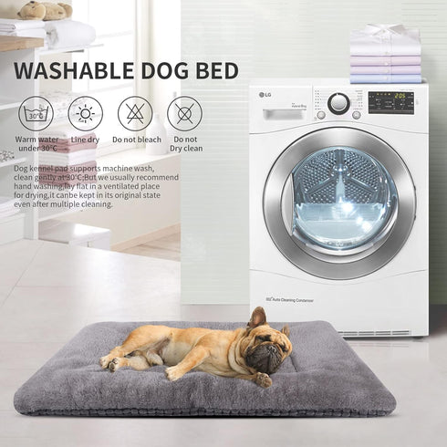 Reversible Dog Bed Mat, Plush and Corn Velvet Soft Warm Pet Cushion, Washable Sleeping Mattress for Small Medium Large