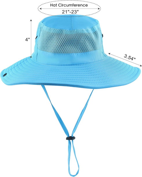 Muryobao Women Ponytail Sun Hat, Summer UV Protection Cap, Foldable Mesh Wide Brim Bucket Hat