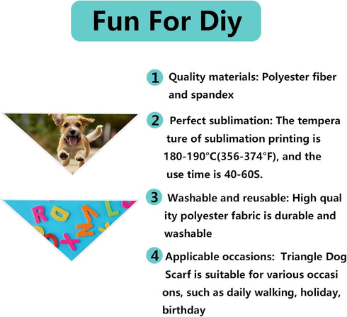 30 PCS DIY Custom Sublimation Blank Dog Bandana, Holiday Dog Scarf, Triangle Bib Handkerchief for Large Dogs