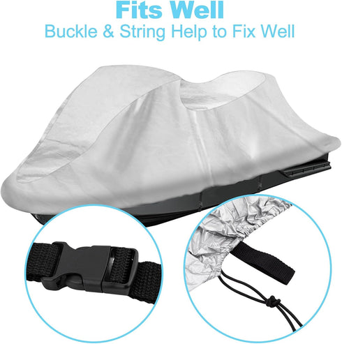 SPORTYOUTH Jet Ski Cover for 3 Seater, Waterproof PWC Trailerable Cover, Fits Length 136" to 145", Heavy Duty