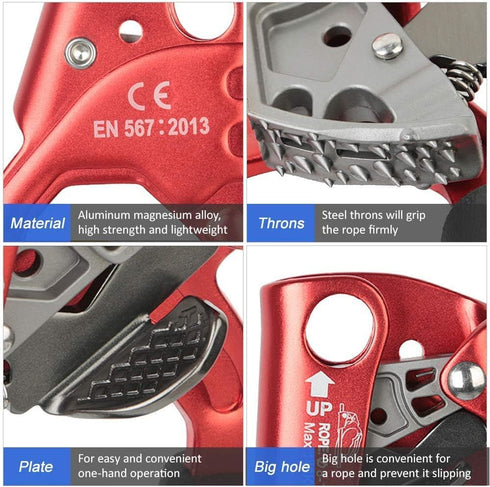 SRT Climbing Hand Ascender, Aviation Light Alloy Ergonomic Rappelling Gear for Left Handed Arborist
