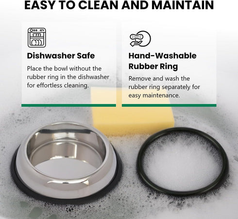 ICONIC PET 8 oz/1 Cup Heavy Weight Stainless Steel Elevated Pet Food/Water Bowl - Removable Anti Skid Rubber Ring