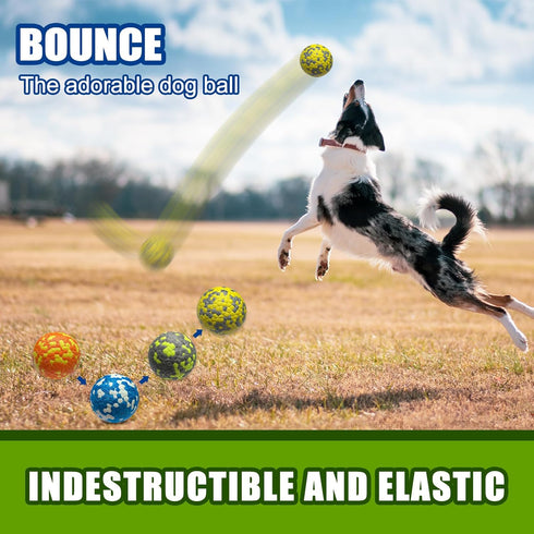 Indestructible Dog Balls, Durable Bouncy Tennis Balls for Aggressive Chewers, Interactive Fetch Game Toys (4 Balls)