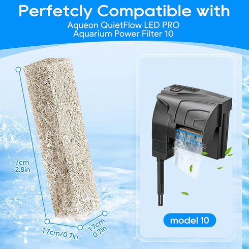12PCS Ammonia Reducer Filter Pads for Aqueon Filter 10, Replacement Cartridges for Fish Tank