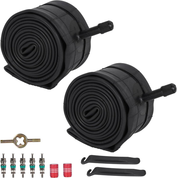 RUTU 24 inch Bike Tube 24x2.125/2.40 AV32mm Schrader Valve, Compatible with 24x2.10 24x2.125 24x2.20 24x2.30 24x2.40, 2