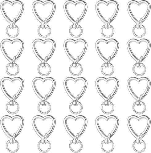 Alrhso Heart Shape Keychain Clip 20 Pcs Metal Heart Shape Keychain Hearts Carabiner