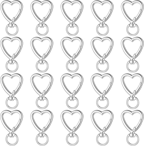 Alrhso Heart Shape Keychain Clip 20 Pcs Metal Heart Shape Keychain Hearts Carabiner