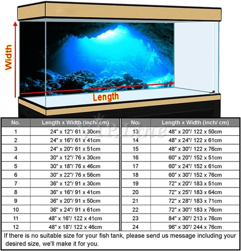 Aquarium Background Poster, Under Water Cave Sunlight Fish Tank Backdrop Decorations (36" x 20"/ 91 x 50cm)