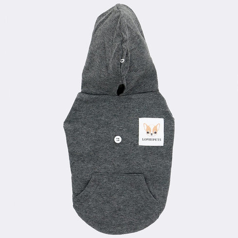 LOPHIPETS Dog Cotton Hoodies Sweatshirts for Small Dogs, Cold Weather Coat for Chihuahua Puppy - Charcoal/S
