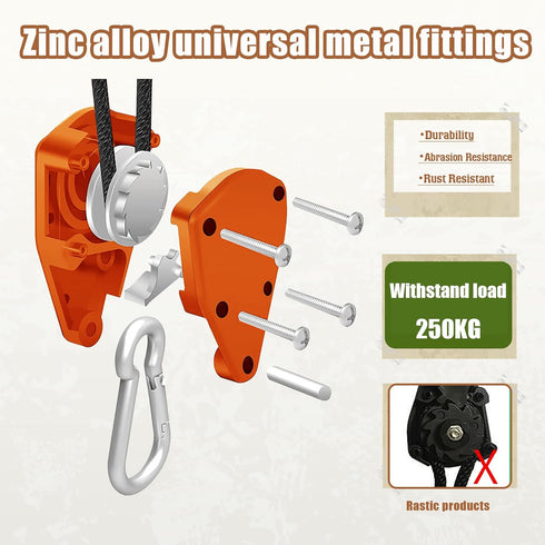 Hikeman Camping Rope with Ratchet Pulley - Adjustable Tent Tie Downs for Canopy, Kayak, and Grow Light (4PCS)