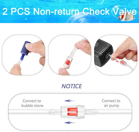 Transparent Airline Tubing Aquarium Air Pump Accessories Kit with Check Valves, Air Stones, Suction Cups & Connectors