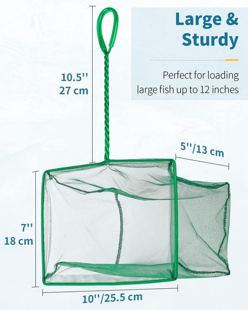 Pawfly Aquarium Fish Net with Braided Metal Handle Square Net with Soft Fine Mesh Sludge Food Residue Wastes Skimming Cleaning Net for Fish Tanks Small Koi Ponds and Pools by Pawfly