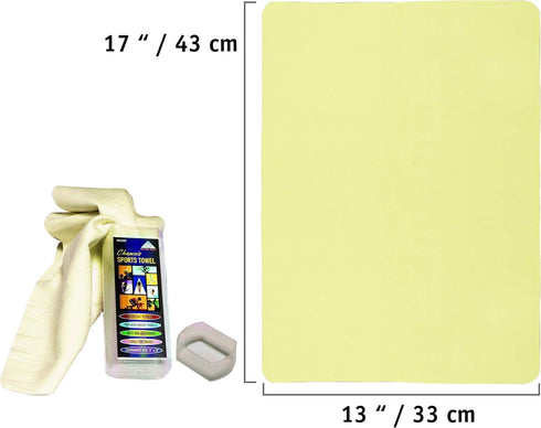 Water Gear Chamois Towel - Fast Absorbing, Great for Drying After Workout and Diving, Multi-Use (Yellow)