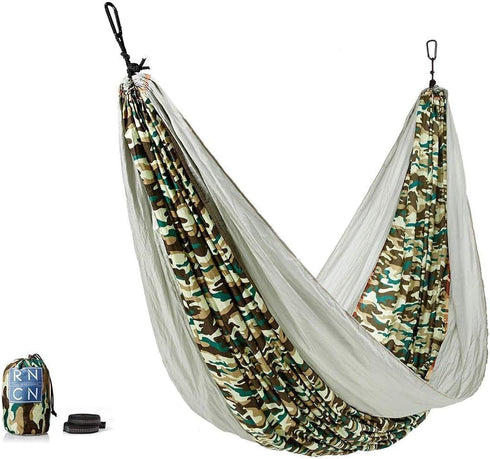 Rincon Camping Hammock with Tree Straps, Indoor Outdoor, Travel, Portable, Backpack, Double Parachute Hammock with Bag (Camo)