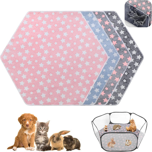 Preboun 4 Pcs 47 in Guinea Pig Playpen Pad Waterproof Hexagon Mat