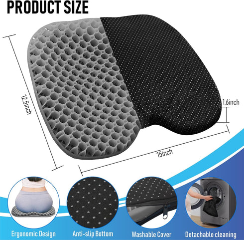 Kayak Seat Cushion, Thicken Anti Slip Waterproof Gel Pad, Portable Canoe Rowing Rubber Dinghy for Kayak Accessories
