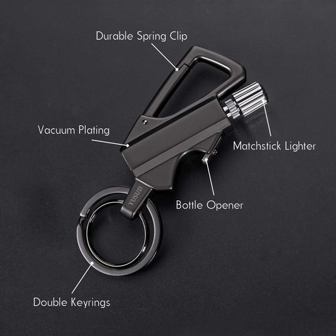 YUSUD Permanent Match, Flint Fire Starter Keychain Lighter with Bottle Opener, Waterproof Survival Matches