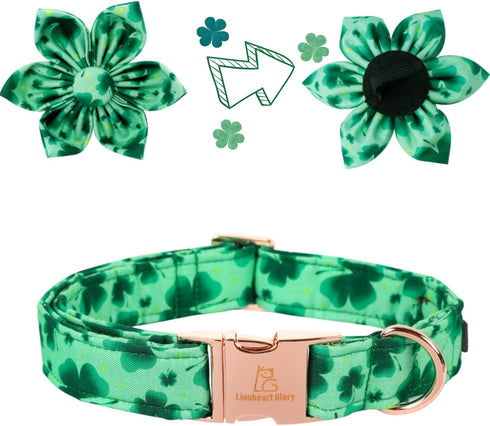 Lionheart Glory St. Patrick's Day Dog Collar, Adjustable Cute Floral Pattern Collar for X-Small Dogs