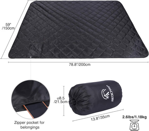 REDCAMP Large Windproof Camping Blanket with Sherpa Lining, Machine Washable 59"x 79" for Cold Weather Outdoor Use