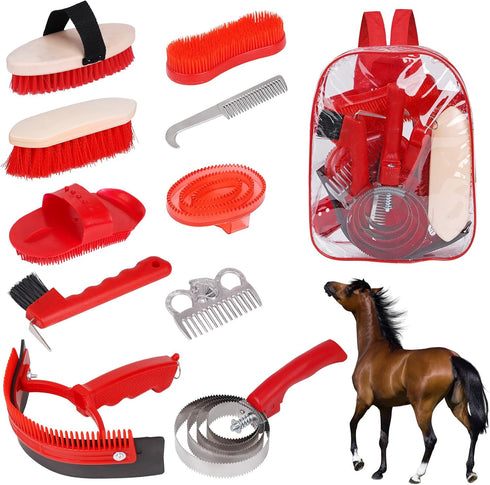 Horse Grooming Kit, Horse Brushes for Grooming 10pcs Horse Cleaning Tool Set