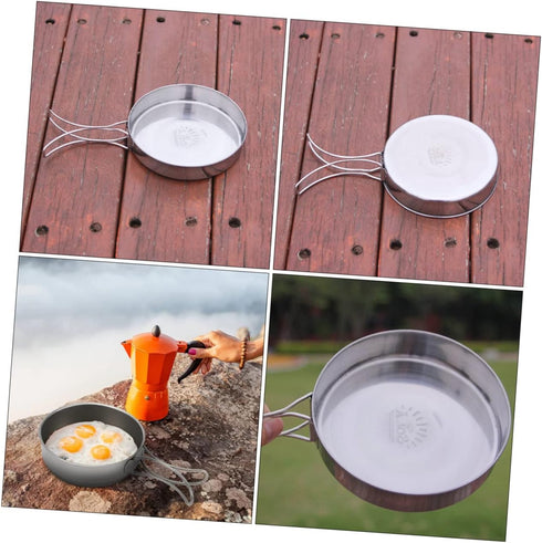 Backpacking Toddmomy Steak Frying Pan Foldable Handle Portable Cooking Utensil Outdoor Camping Hiking Picnic Cookware
