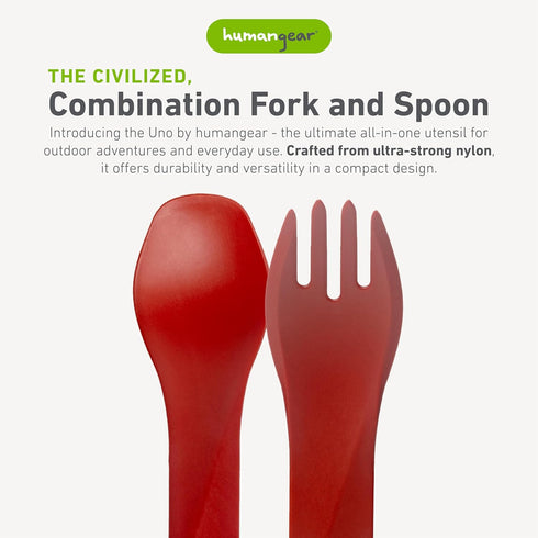 humangear GoBites Uno | Travel & Camping Utensils | Portable & Convertible Dining Ware | Multi-Functional Spork, Red