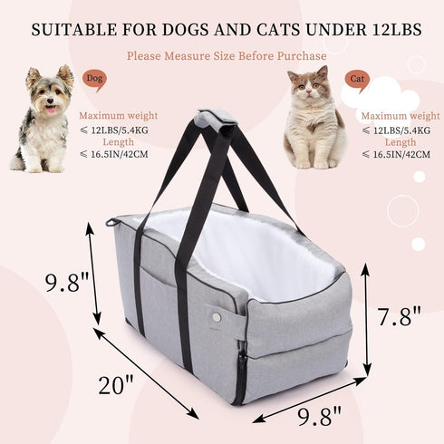 12lbs,Portable Center Console Dog Car Seat for Small Dogs Up to Middle Console Dog Booster Car Seat with Adjustable
