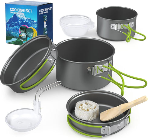 ACAGALA 2-3 Set Portable Outdoor Tableware Camping Cookware People Multifunctional Portable Cooking for Outdoor Stove