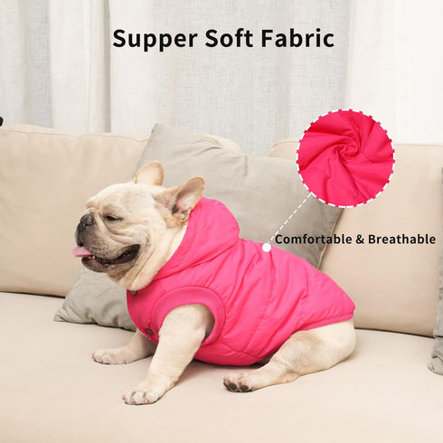 Extra Warm Fleece Lining Dog Hoodie Jacket for Large Dogs, Pink, Winter, XL, Pet Coats with Hooded
