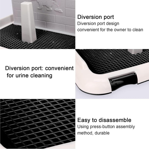 Asixxsix Dog Potty Tray, Black Plastic Puppy Training Toilet with Removable Cat Potty Fence for Small and Medium Dogs