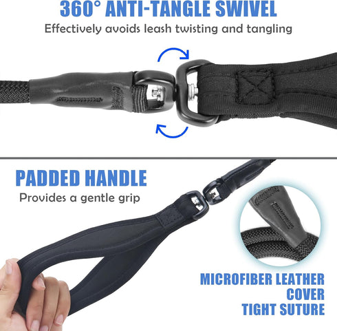 Slip Lead Dog Leash, 4FT/6FT Durable Nylon No Pull Training Leash for Small Medium Large Dogs (Black)