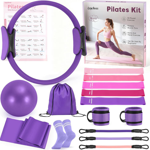 Home Pilates Essentials Kit for Women, Magic Circle Pilates Equipment Ring and