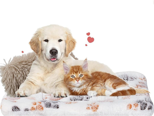 Dog Crate Mat with Pillow - Warm Kennel Liner Blanket, Plush Big Dog Bed 35x26 inches