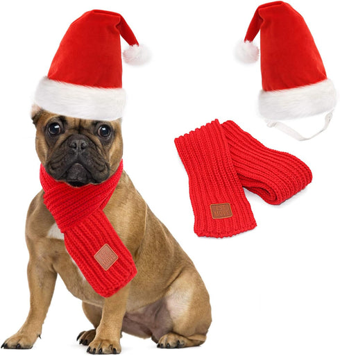 Rypet Dog Santa Hat and Scarf - Christmas Costumes for Small to Medium Dogs and Cats