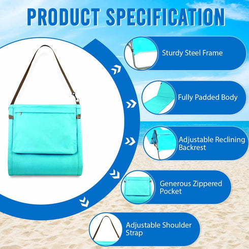 Bo-Toys Bo Toys Portable Beach Mat Lounge Chair and Tote (Plain Blue)